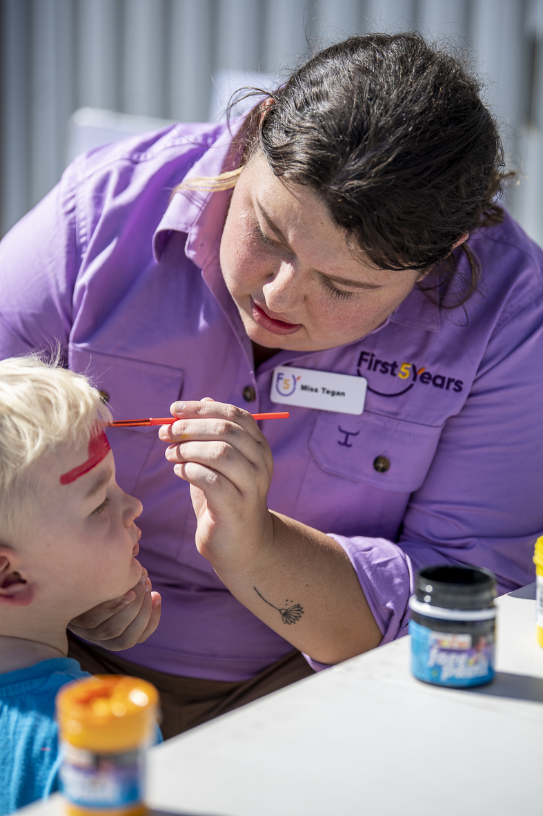 An educator and a child together at a First5Years Emerald community day.