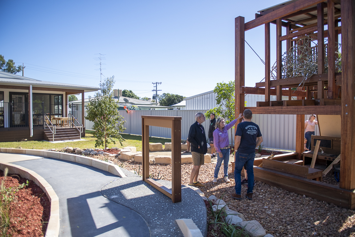 People on site at First5Years Emerald during the construction of the timber playscape.